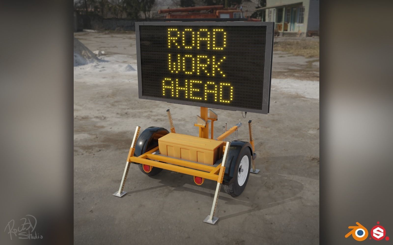 Traffic Message Signboard 3D model_3
