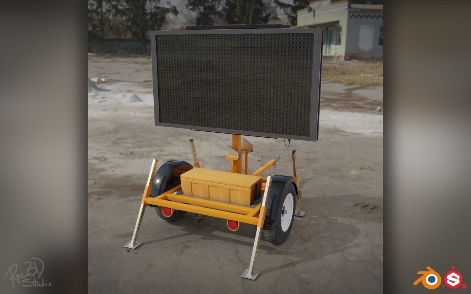 Traffic Message Signboard 3D model_1