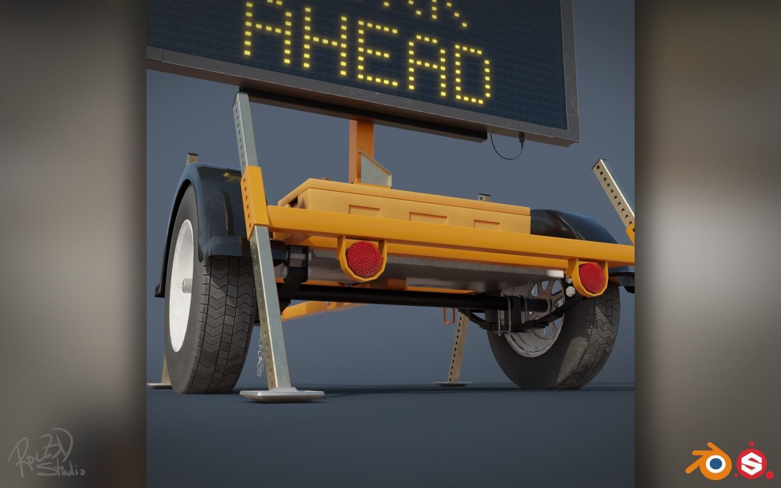 Traffic Message Signboard 3D model_7