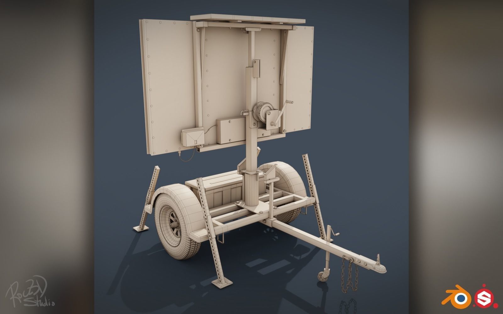 Traffic Message Signboard 3D model_9