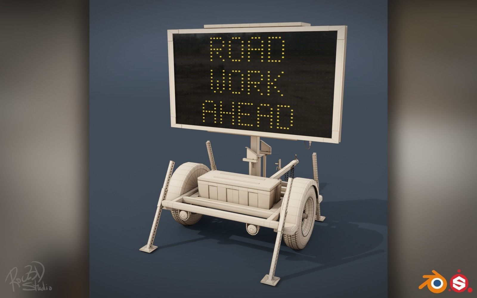 Traffic Message Signboard 3D model_8