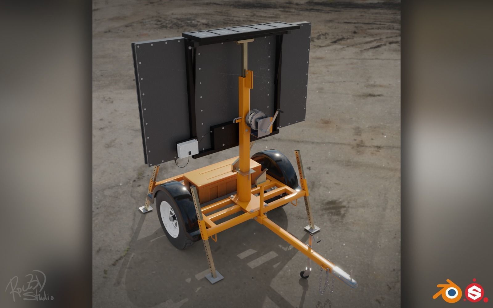 Traffic Message Signboard 3D model_6