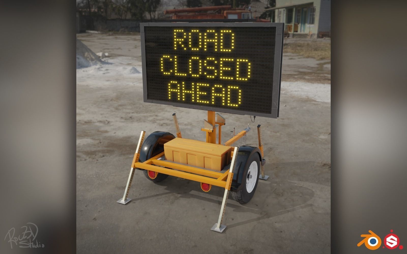 Traffic Message Signboard 3D model_2