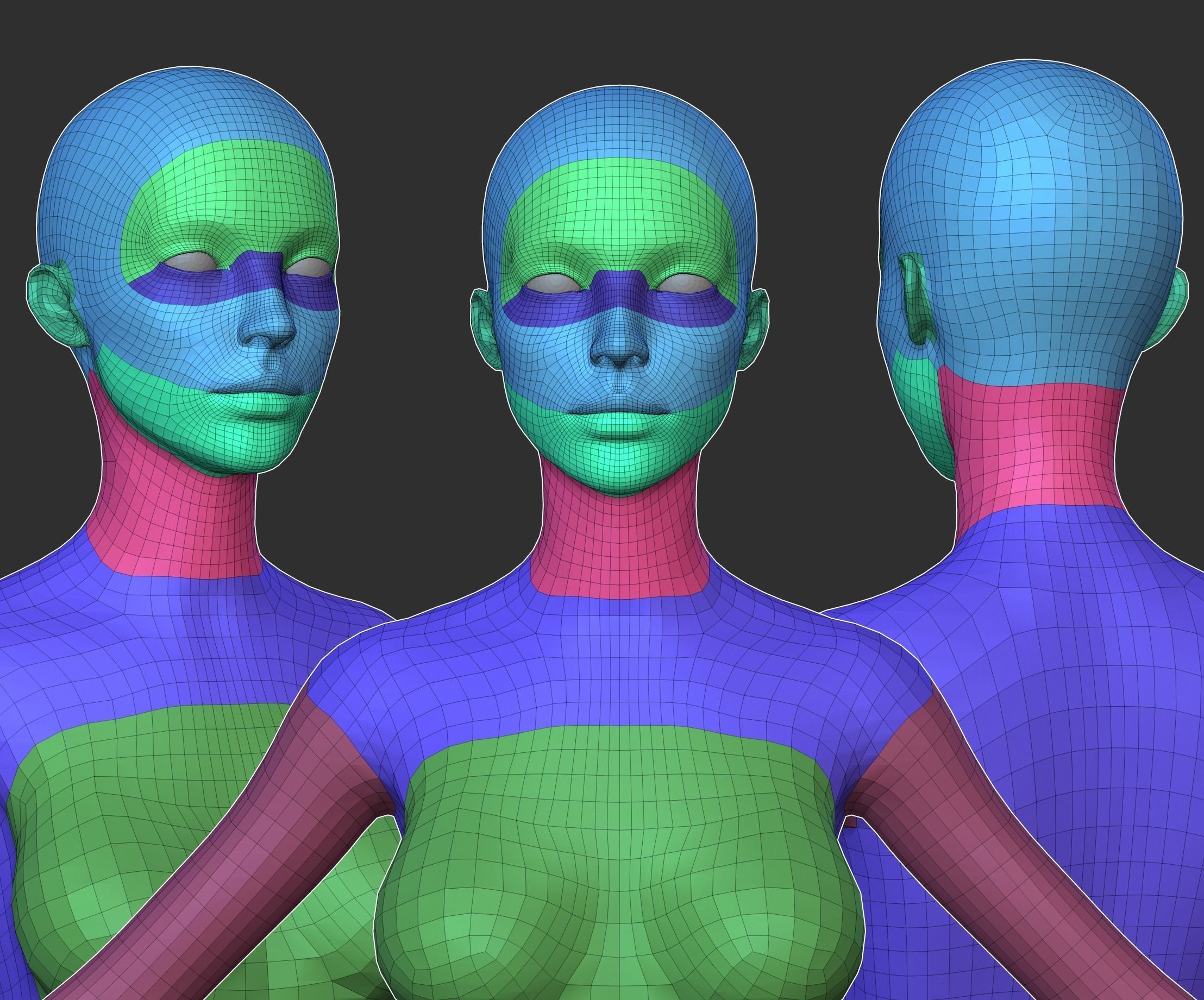 Realistic Female Base Mesh Low-poly 3D model_1