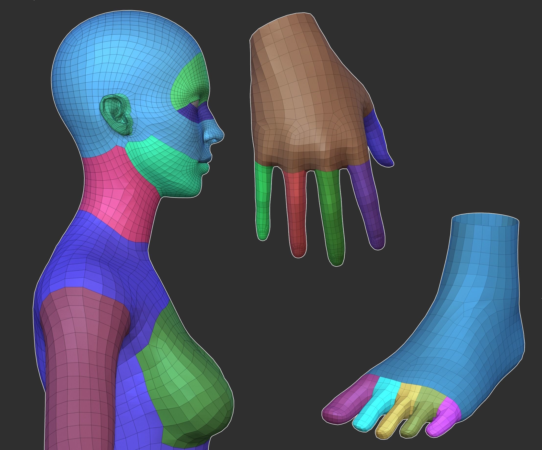 Realistic Female Base Mesh Low-poly 3D model_5