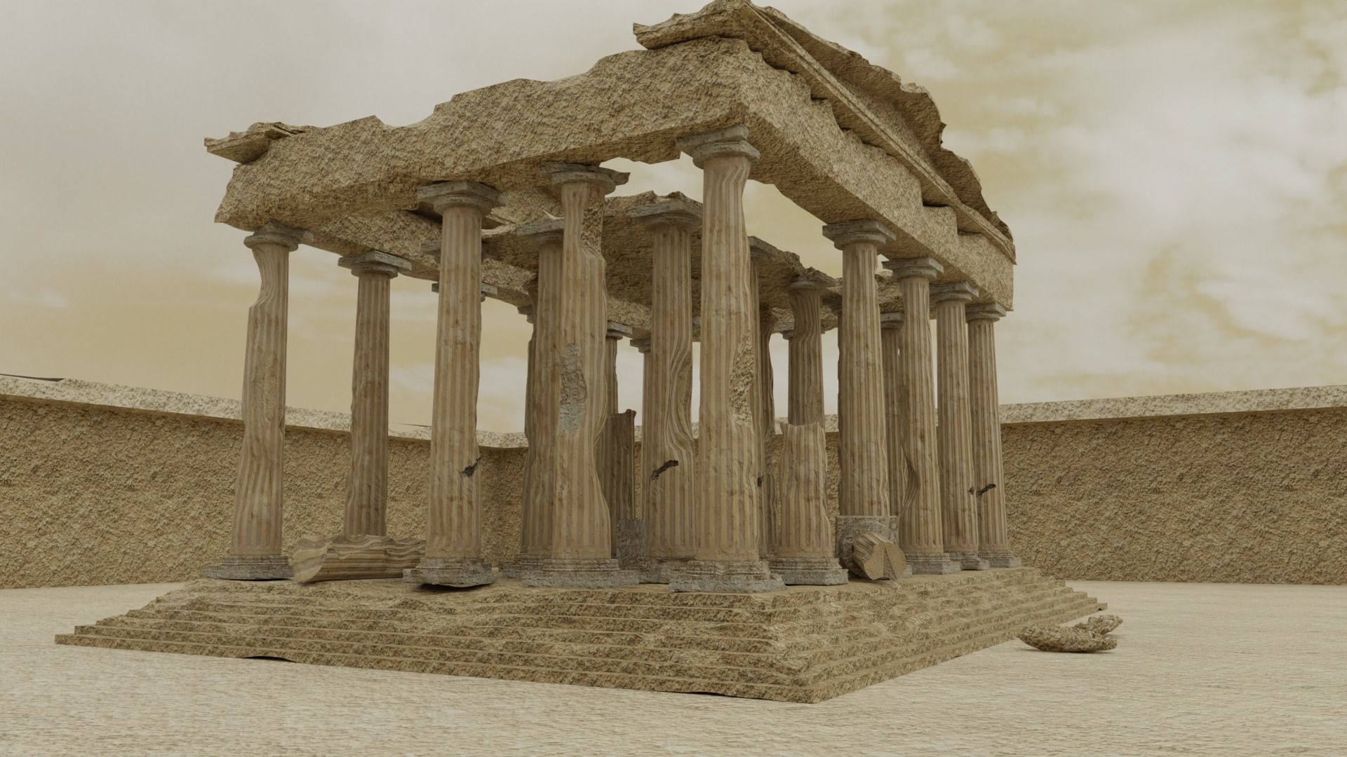 Parthenon Ancient Old Damaged Temple 3D model_11