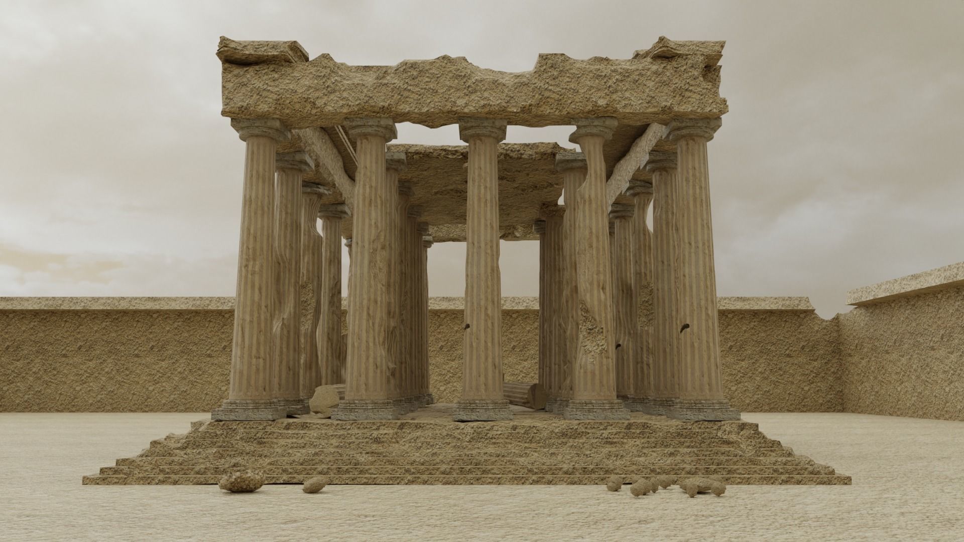 Parthenon Ancient Old Damaged Temple 3D model_17