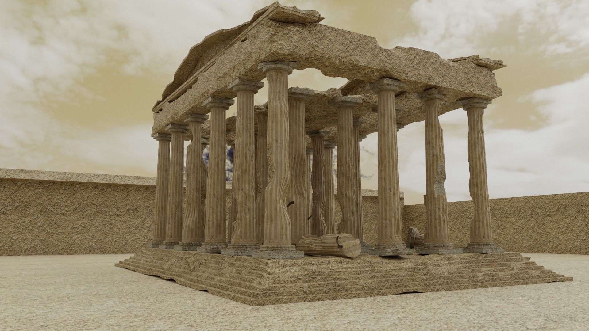 Parthenon Ancient Old Damaged Temple 3D model_1