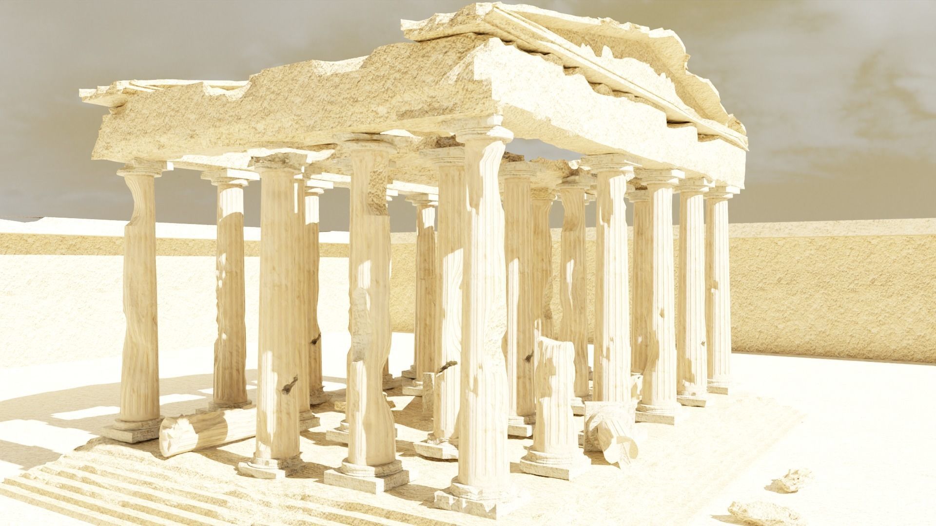 Parthenon Ancient Old Damaged Temple 3D model_13
