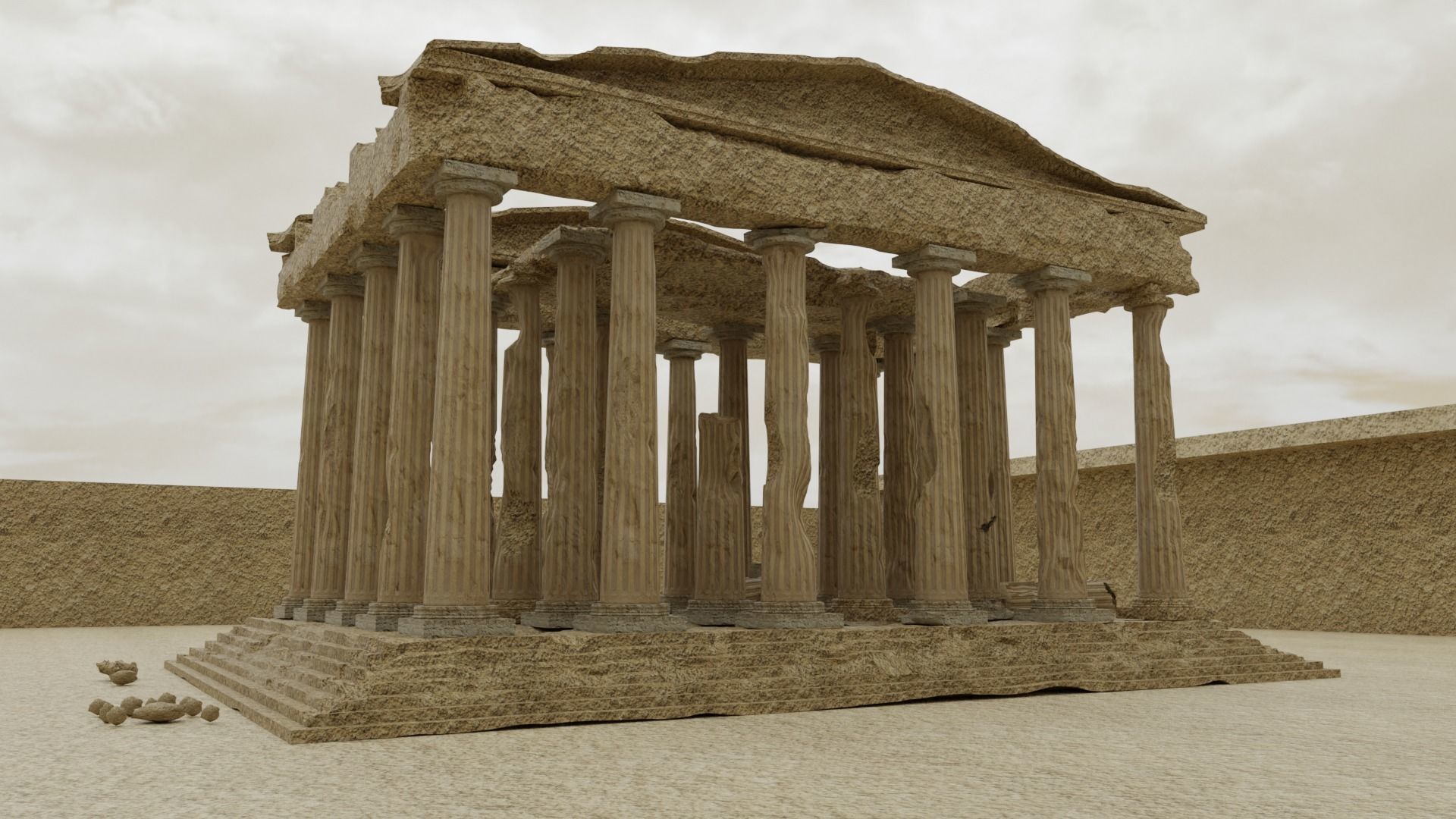 Parthenon Ancient Old Damaged Temple 3D model_9