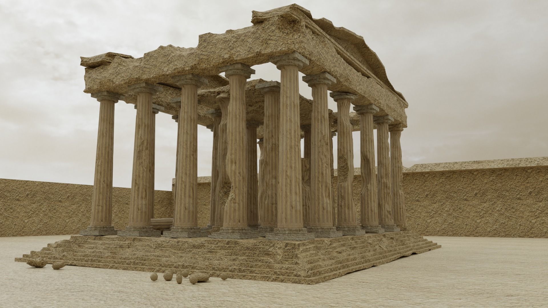 Parthenon Ancient Old Damaged Temple 3D model_12