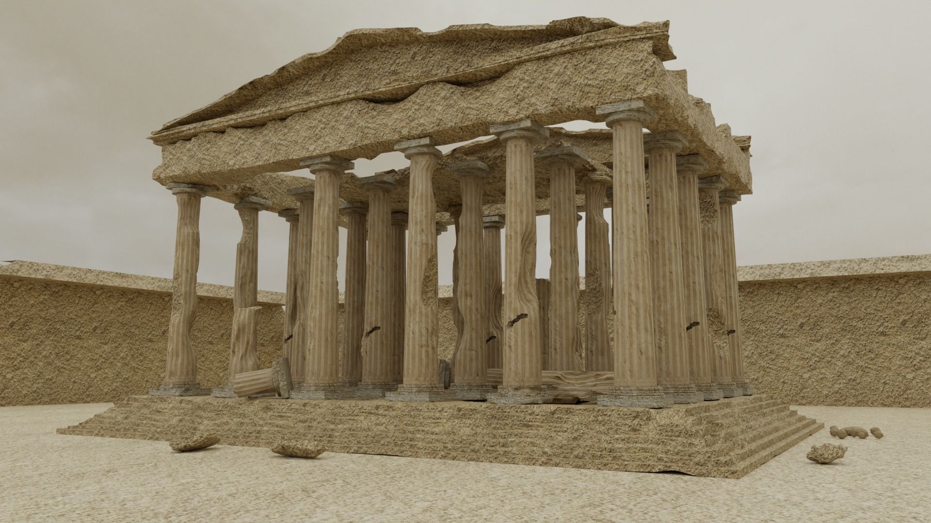 Parthenon Ancient Old Damaged Temple 3D model_14
