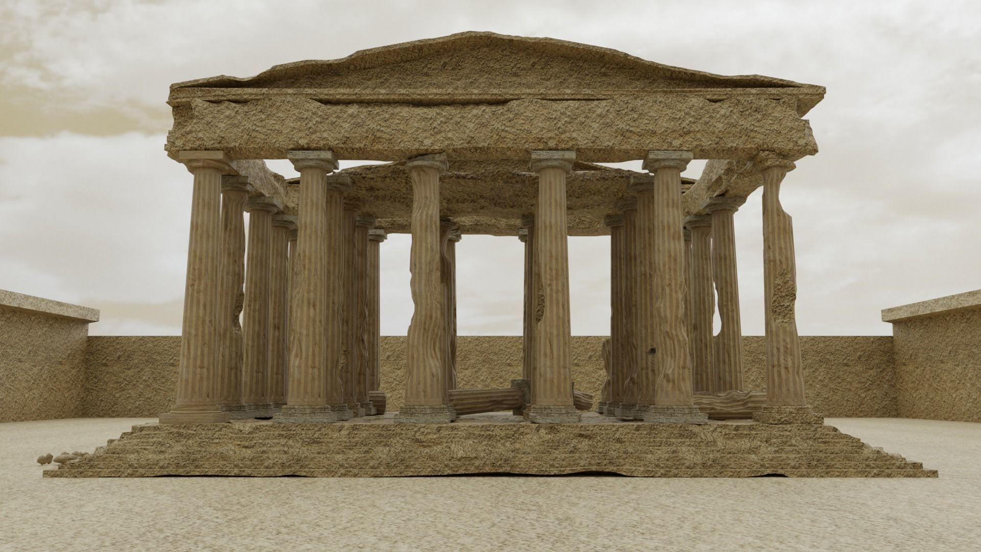 Parthenon Ancient Old Damaged Temple 3D model_18