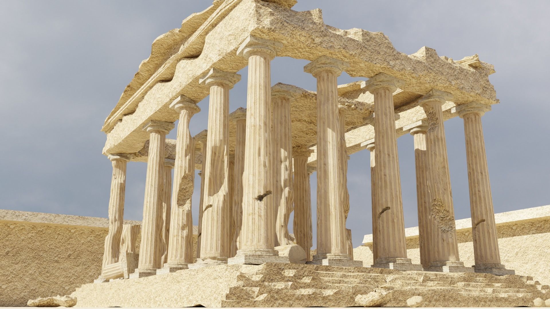 Parthenon Ancient Old Damaged Temple 3D model_2