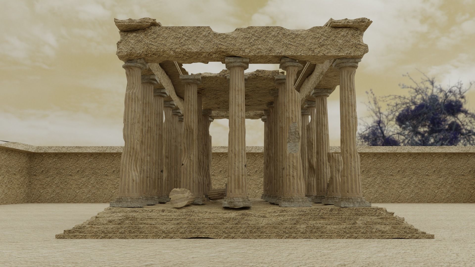 Parthenon Ancient Old Damaged Temple 3D model_4