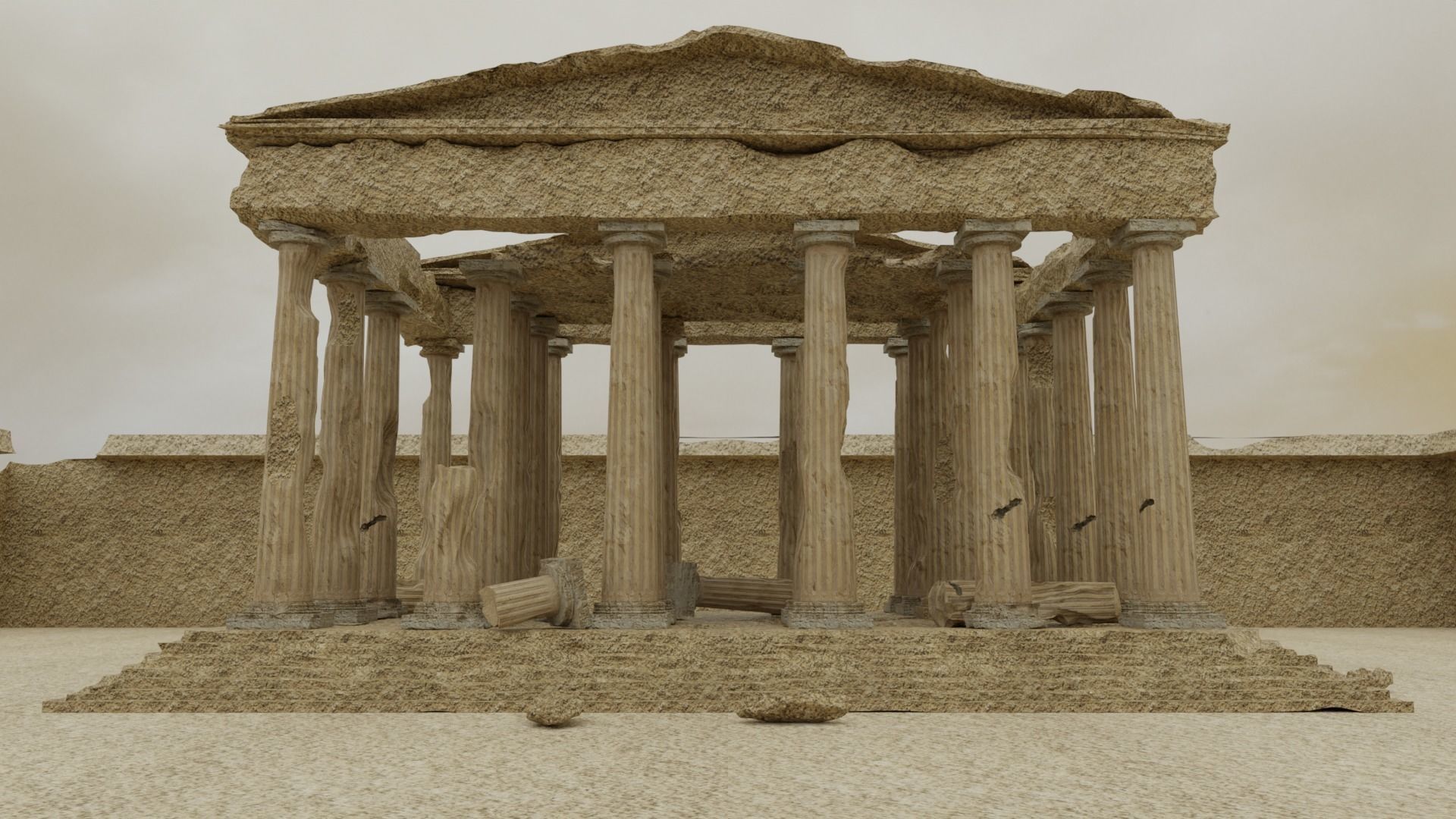 Parthenon Ancient Old Damaged Temple 3D model_5