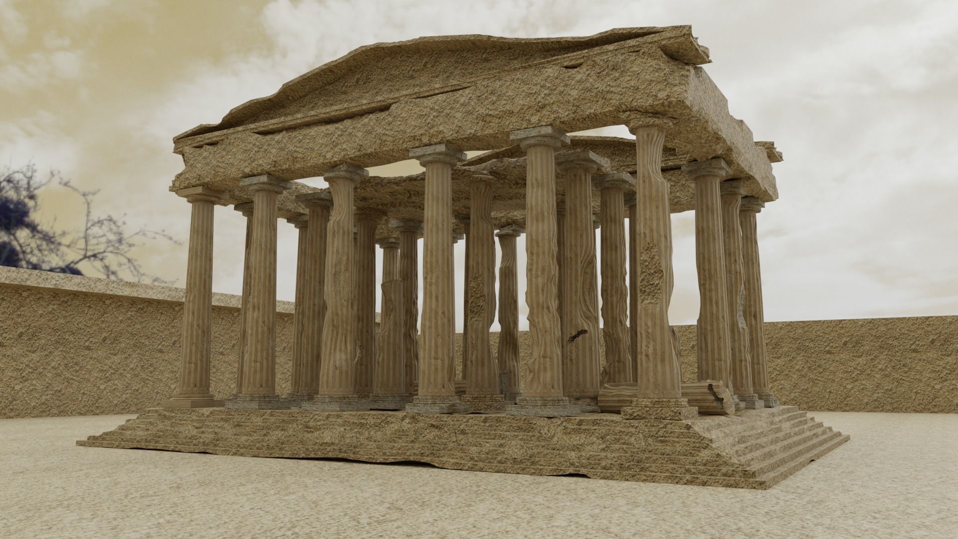 Parthenon Ancient Old Damaged Temple 3D model_10