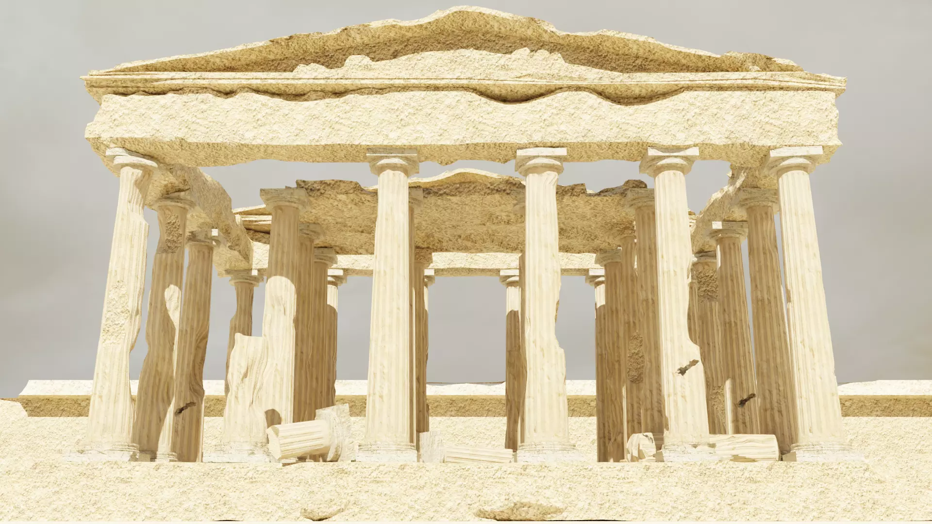 Parthenon Ancient Old Damaged Temple 3D model_0