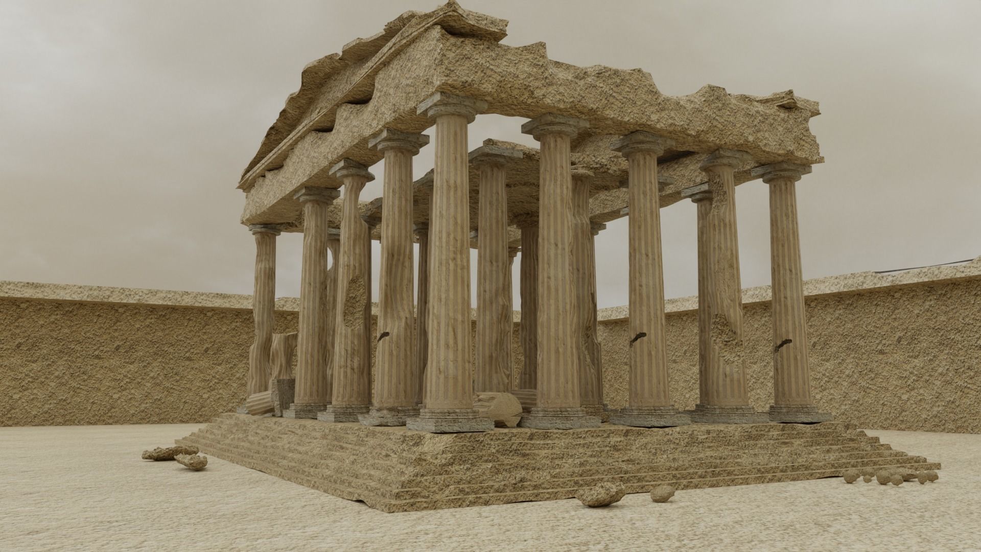 Parthenon Ancient Old Damaged Temple 3D model_19