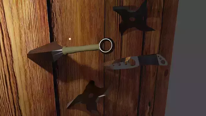 a set of throwing weapons