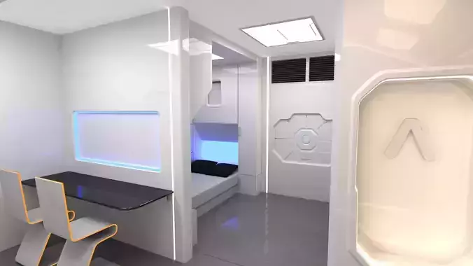 Modular SCI-FI Interior Serie B Bed-Room 3D model