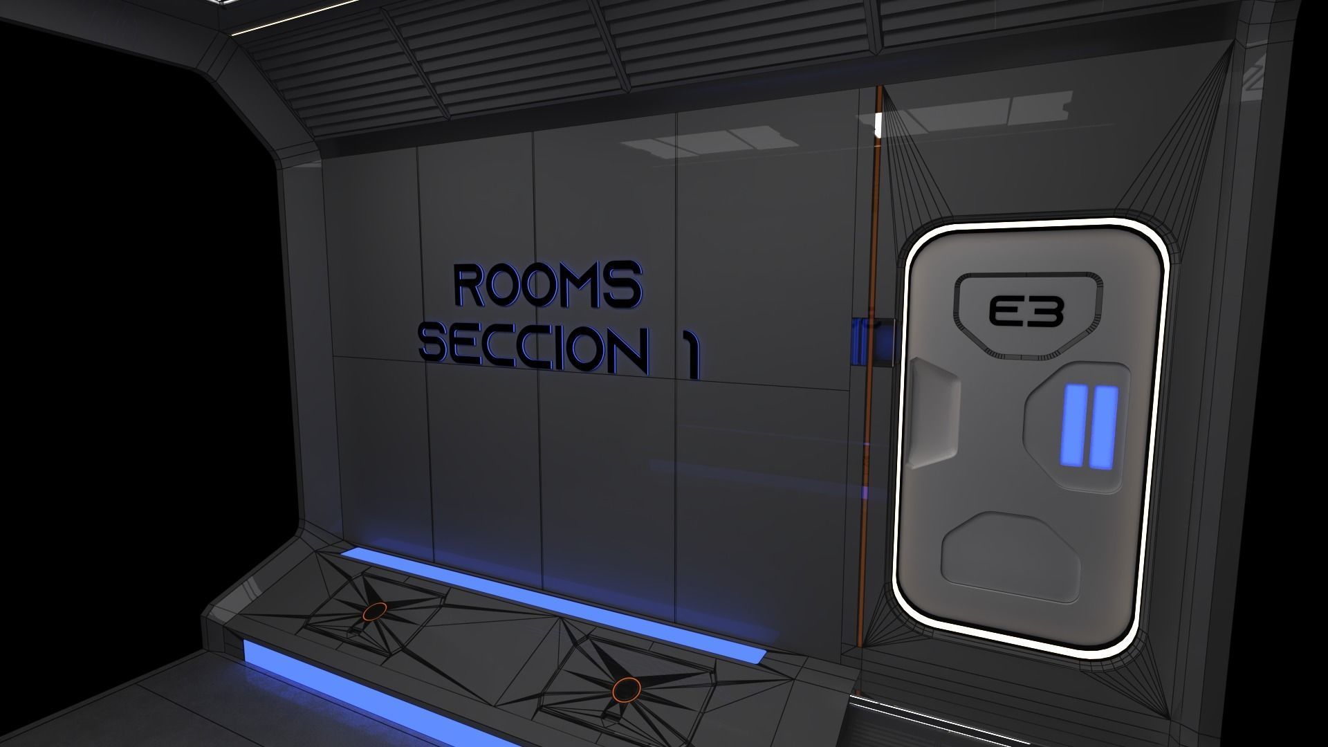 Modular SCI-FI Interior Serie B Bed-Room 3D model_4