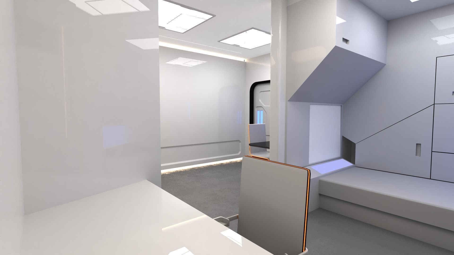 Modular SCI-FI Interior Serie B Bed-Room 3D model_2