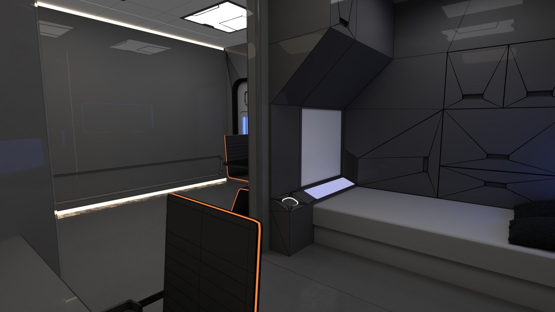 Modular SCI-FI Interior Serie B Bed-Room 3D model_5