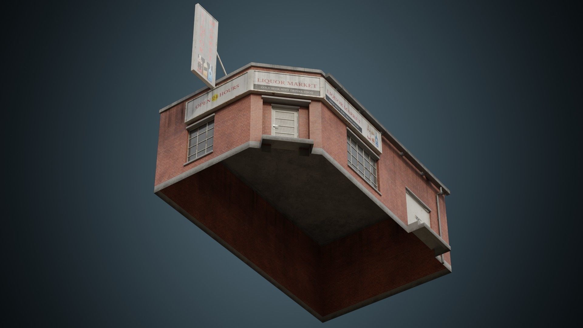 Building 4B Low-poly 3D model_4