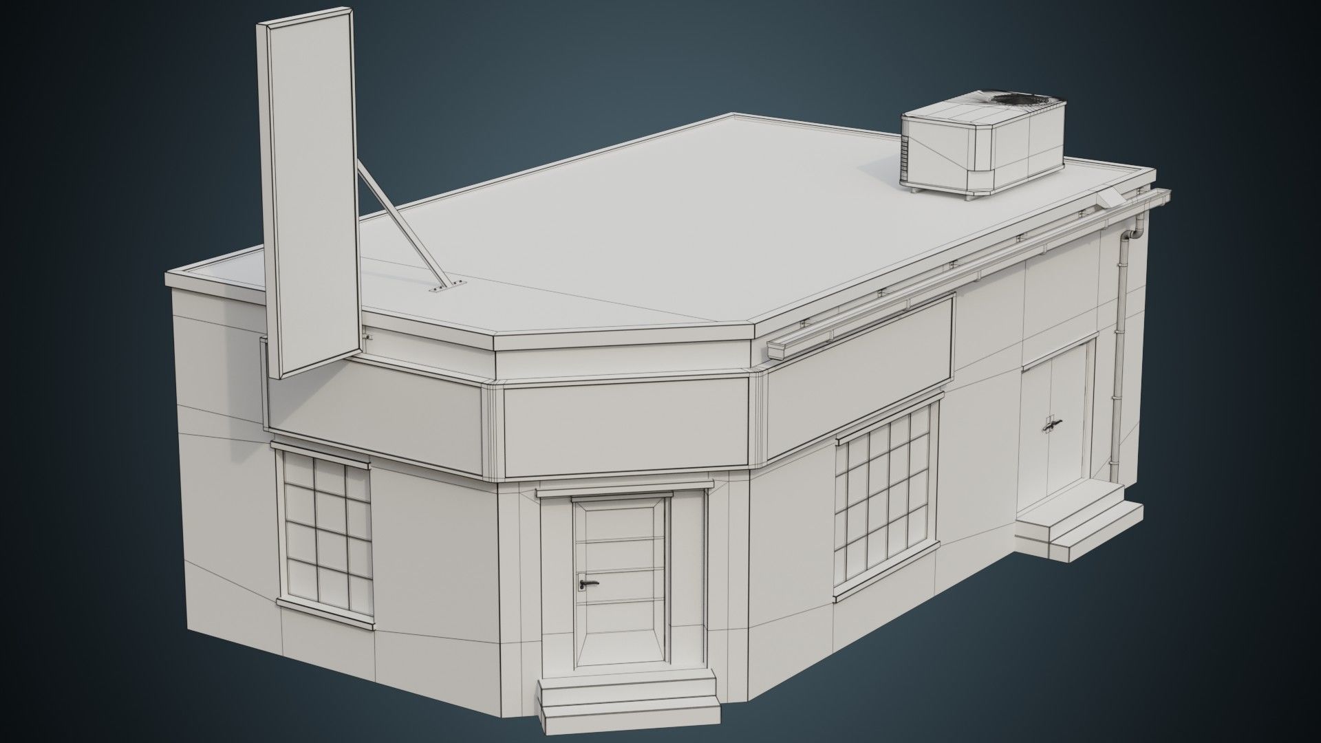 Building 4B Low-poly 3D model_9