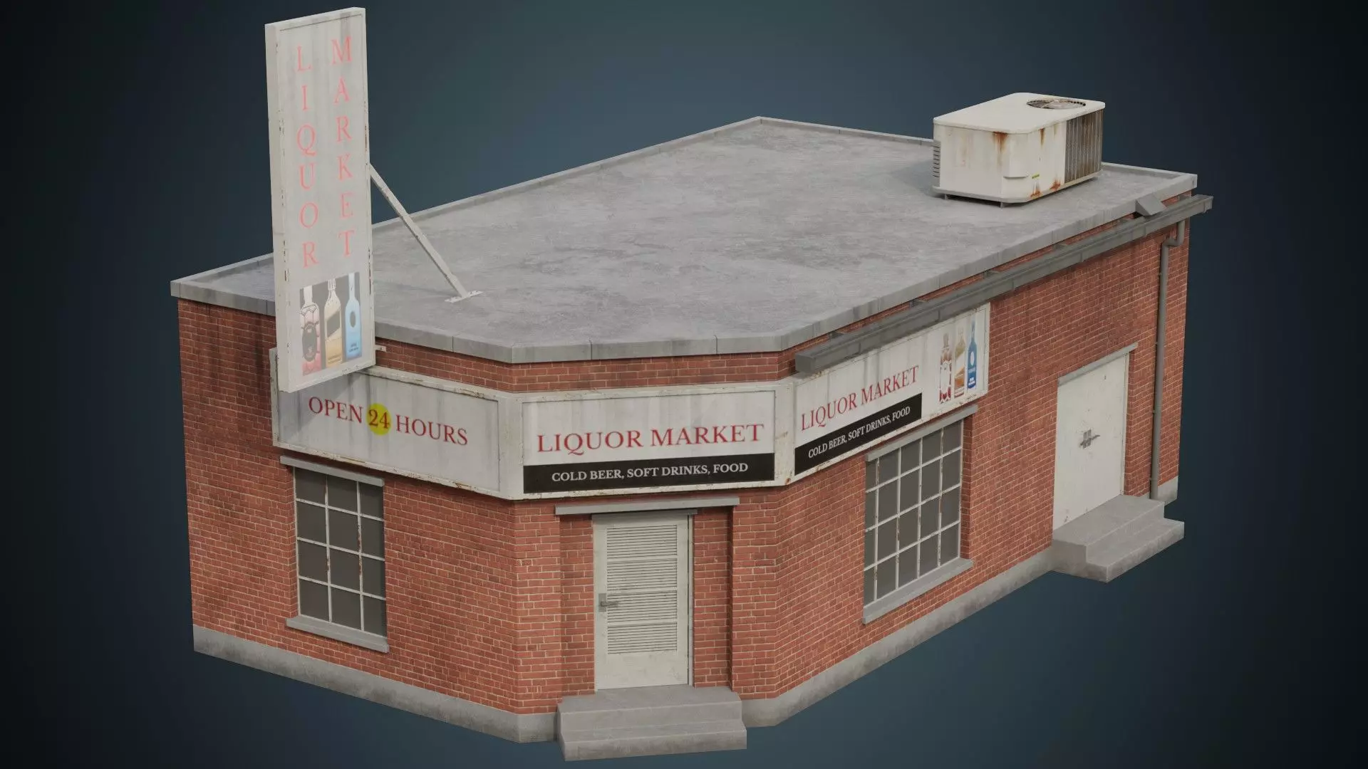 Building 4B Low-poly 3D model_0