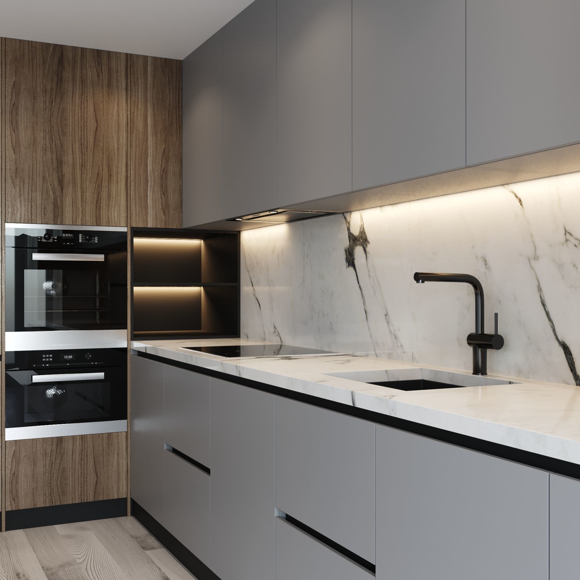 modern kitchen 01 3D model_2