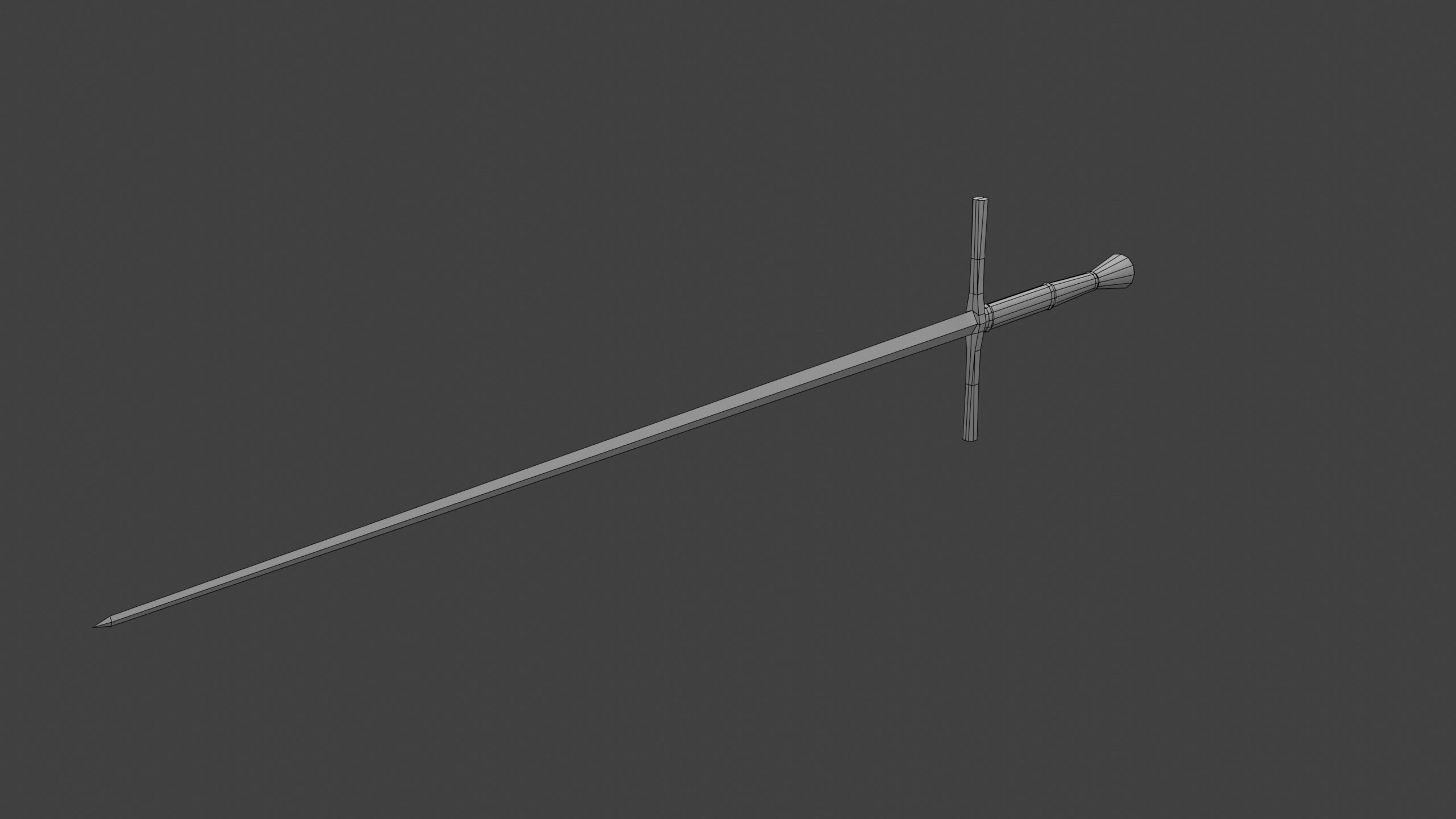 Sword Estok Medieval Pricking Low-poly 3D model_9