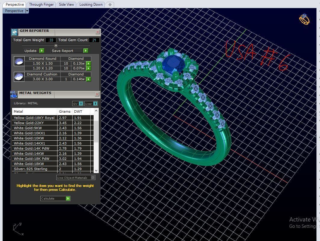 ZDR014 cushion cut diamond engagement ring gold 3D print model_6