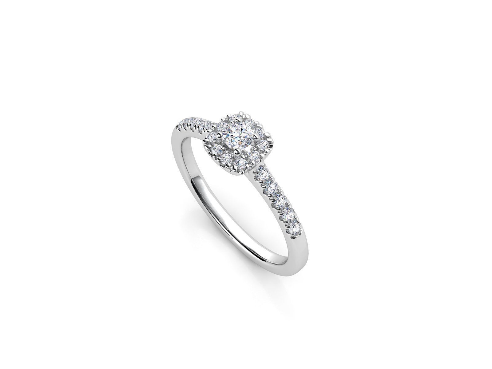 ZDR014 cushion cut diamond engagement ring gold 3D print model_1