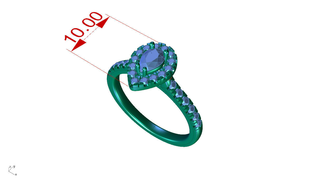 ZDR016 pear shaped diamond engagement ring 3D print model_4