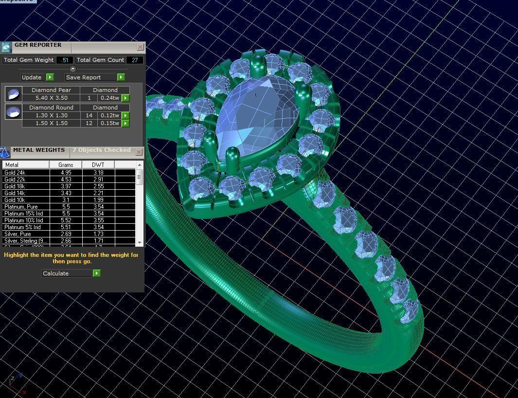 ZDR016 pear shaped diamond engagement ring 3D print model_6