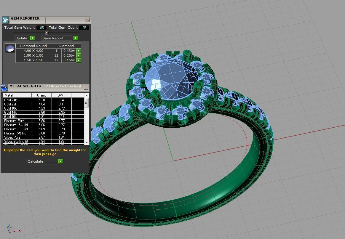 ZDR017 round diamond halo engagement ring 3D print model_6