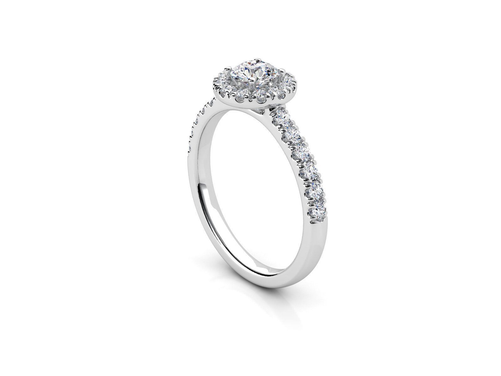 ZDR017 round diamond halo engagement ring 3D print model_1