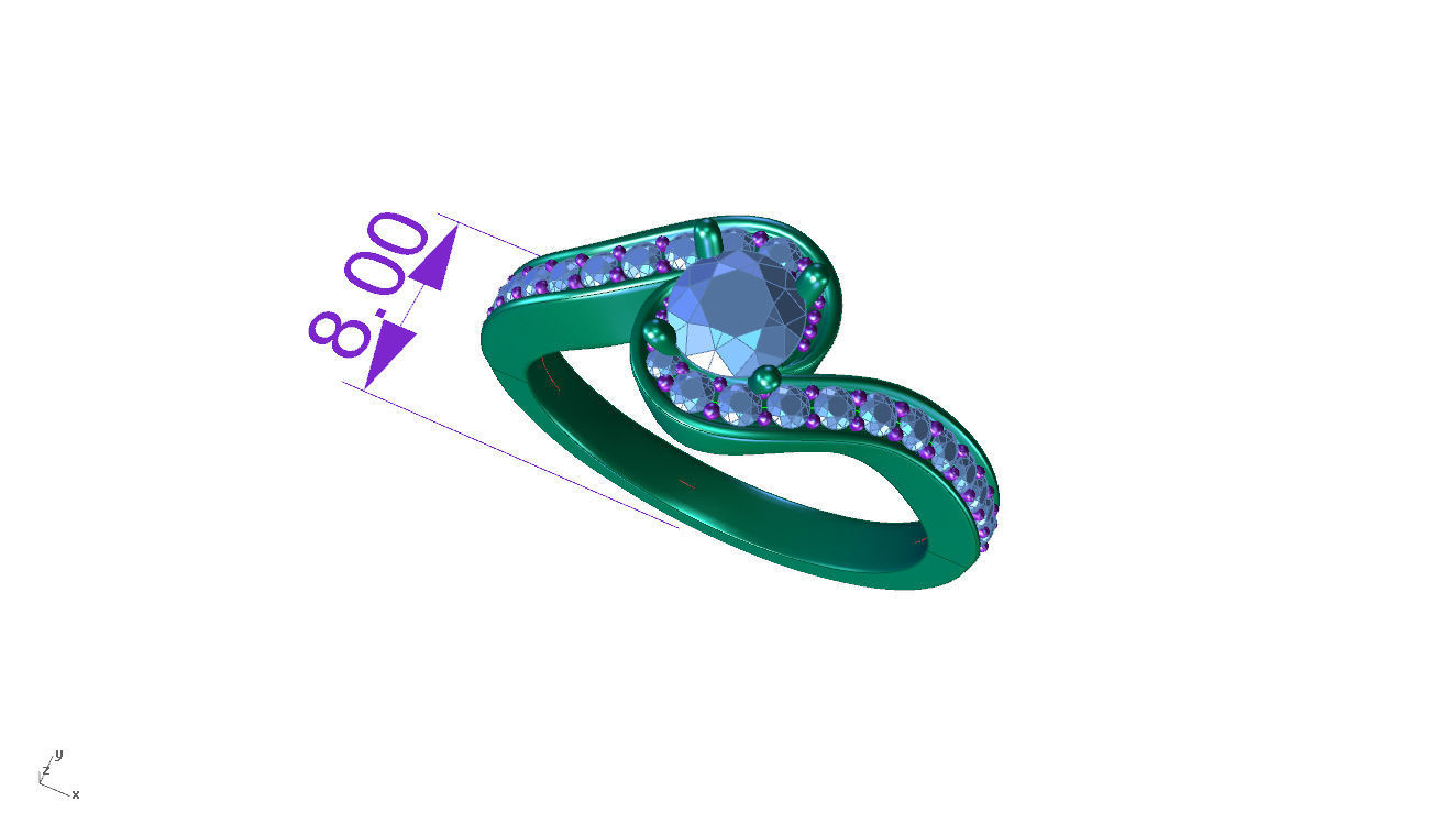 ZDR018 diamond engagement ring gold 3D print model_4