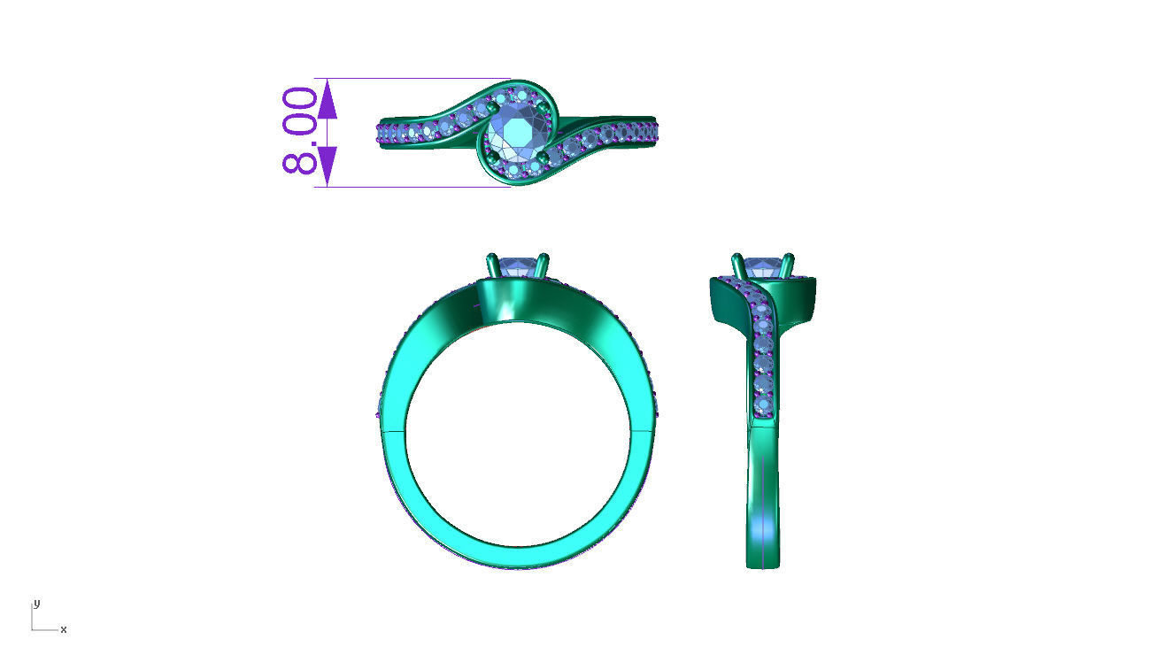 ZDR018 diamond engagement ring gold 3D print model_5