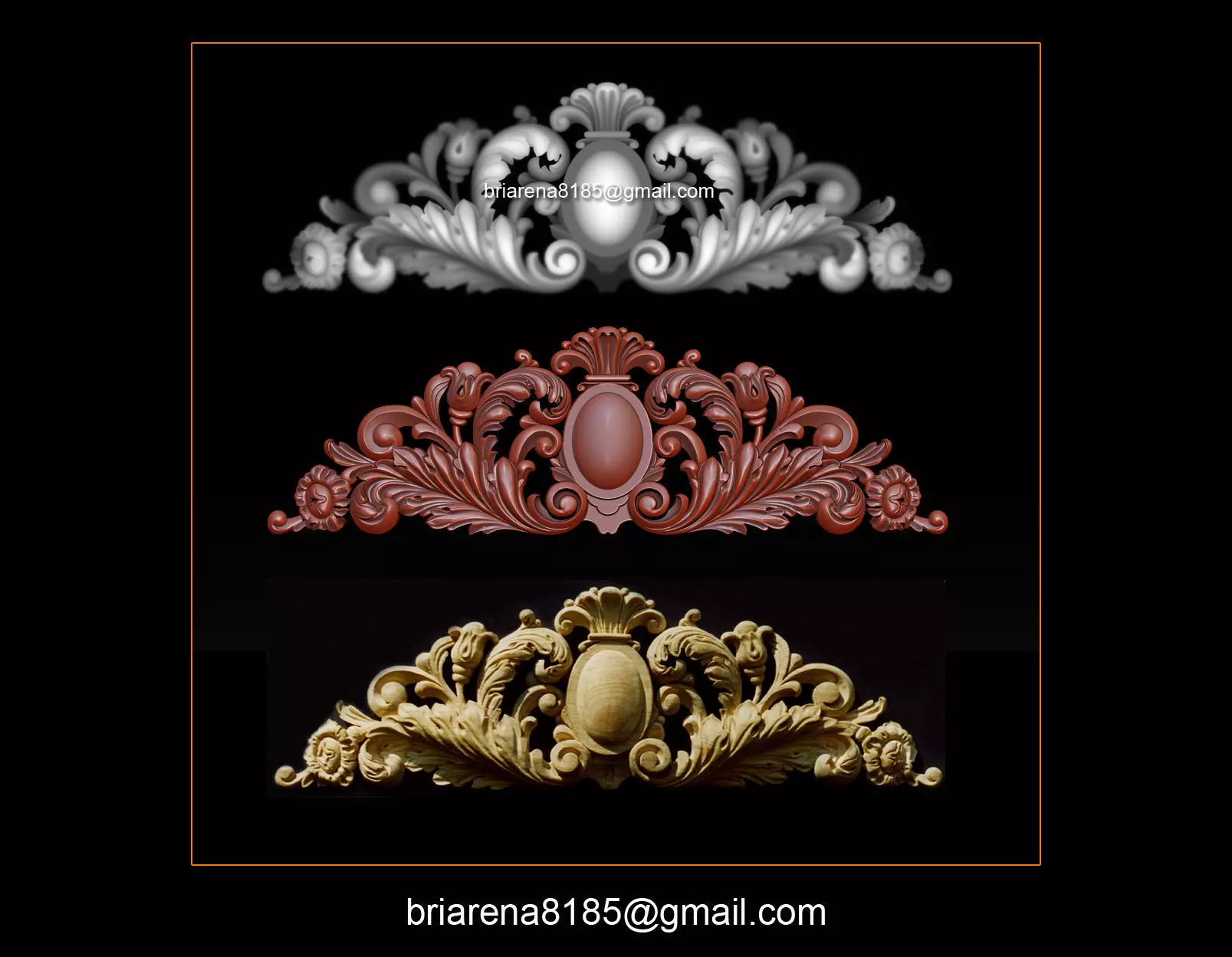 Baroque ornaments model 3D print model_0