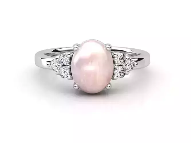 ZDR021 oval pearl and diamond ring