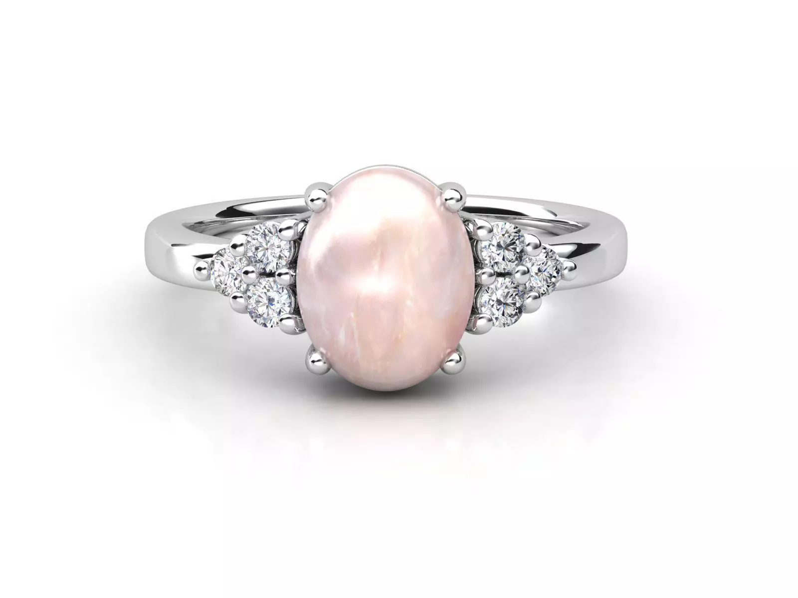 ZDR021 oval pearl and diamond ring 3D print model_0