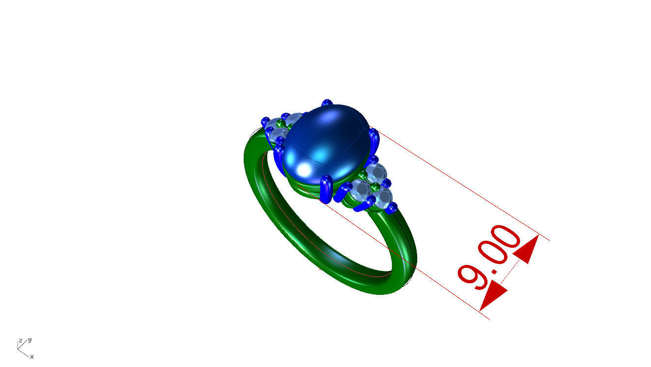 ZDR021 oval pearl and diamond ring 3D print model_4