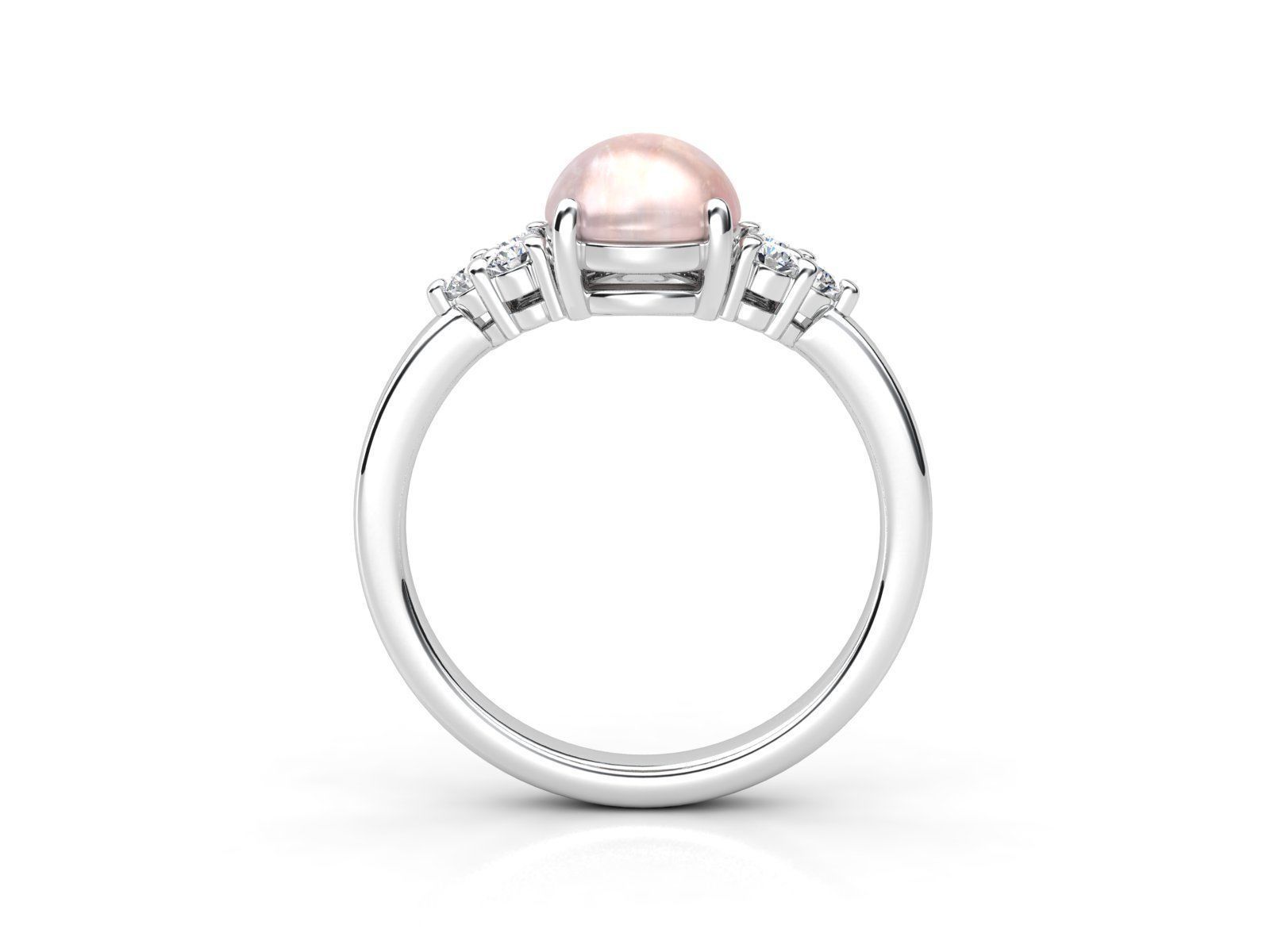 ZDR021 oval pearl and diamond ring 3D print model_2