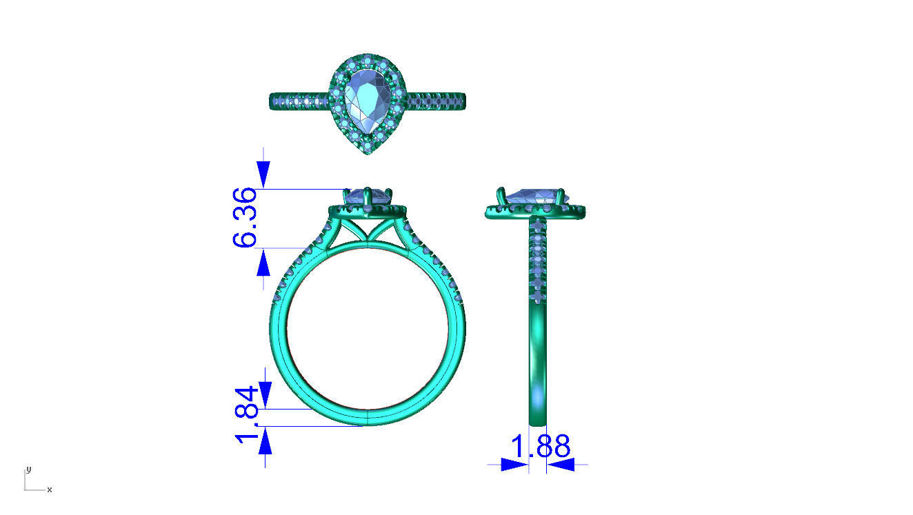 ZDR023 engagement ring with pear shaped diamonds 3D print model_5