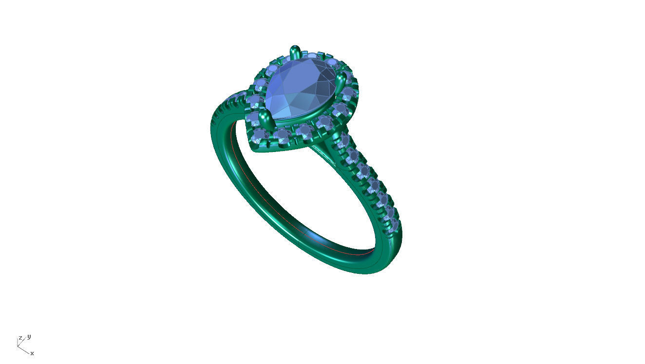 ZDR023 engagement ring with pear shaped diamonds 3D print model_4