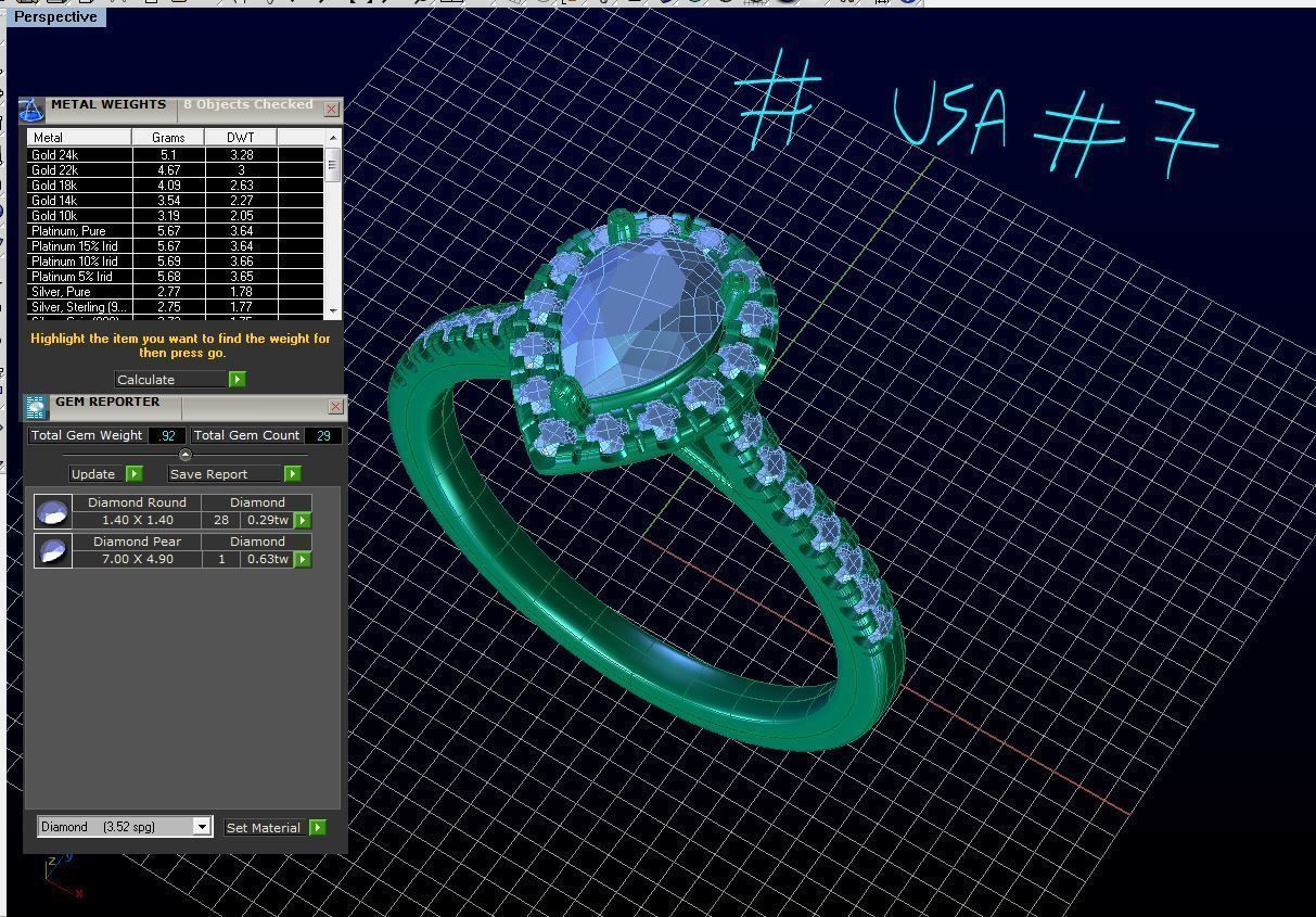 ZDR023 engagement ring with pear shaped diamonds 3D print model_6