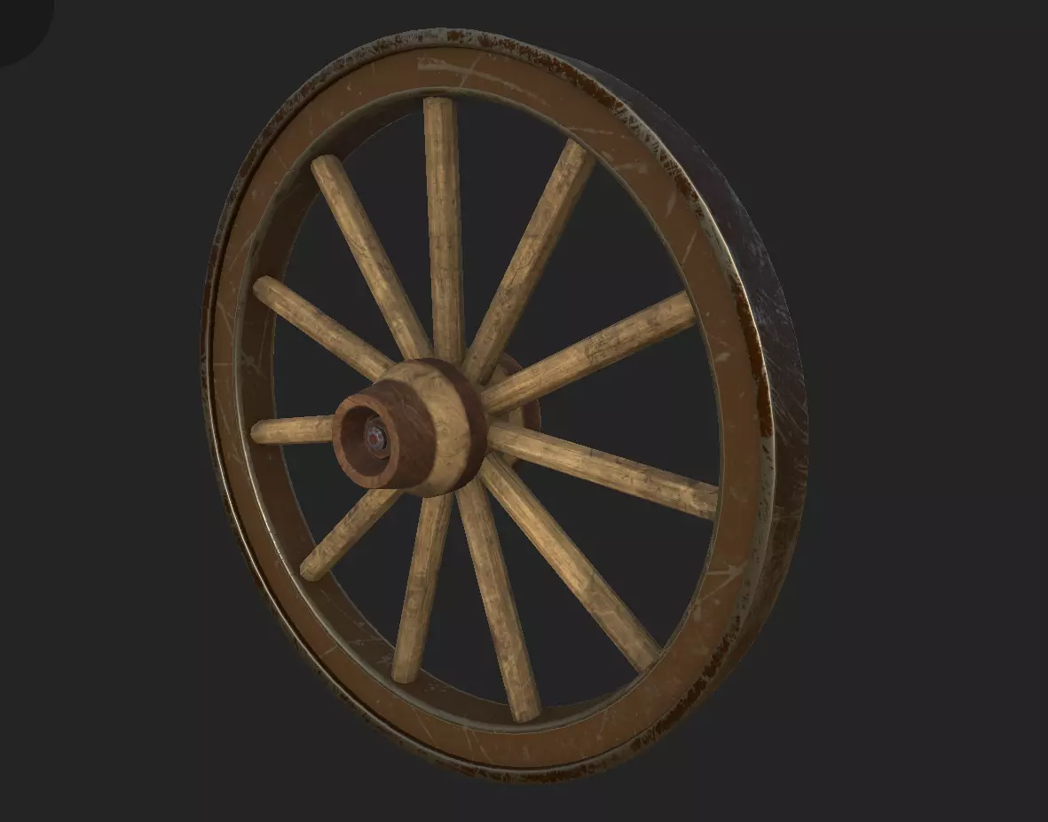 A Wheel of A Woodcart Farmer Low-poly 3D model